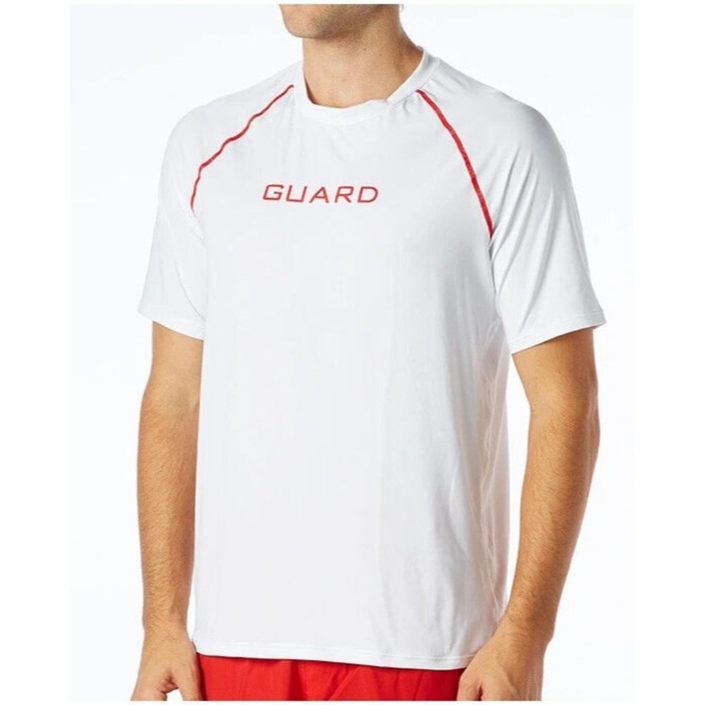TYR Mens Guard+ Rashguard Top Durafast UPF 50+ Short Sleeve White XL